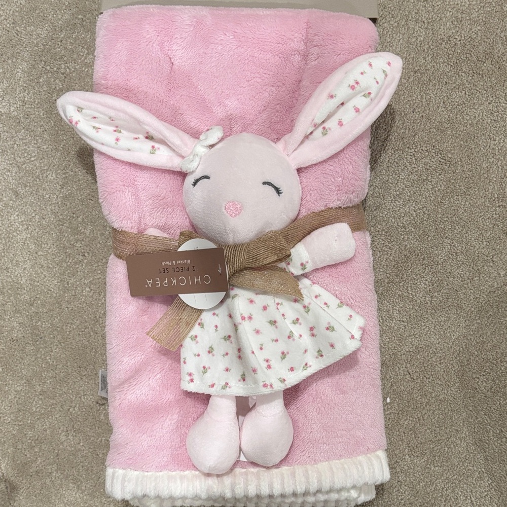 Chick Pea Pink Plush Bunny Blanket